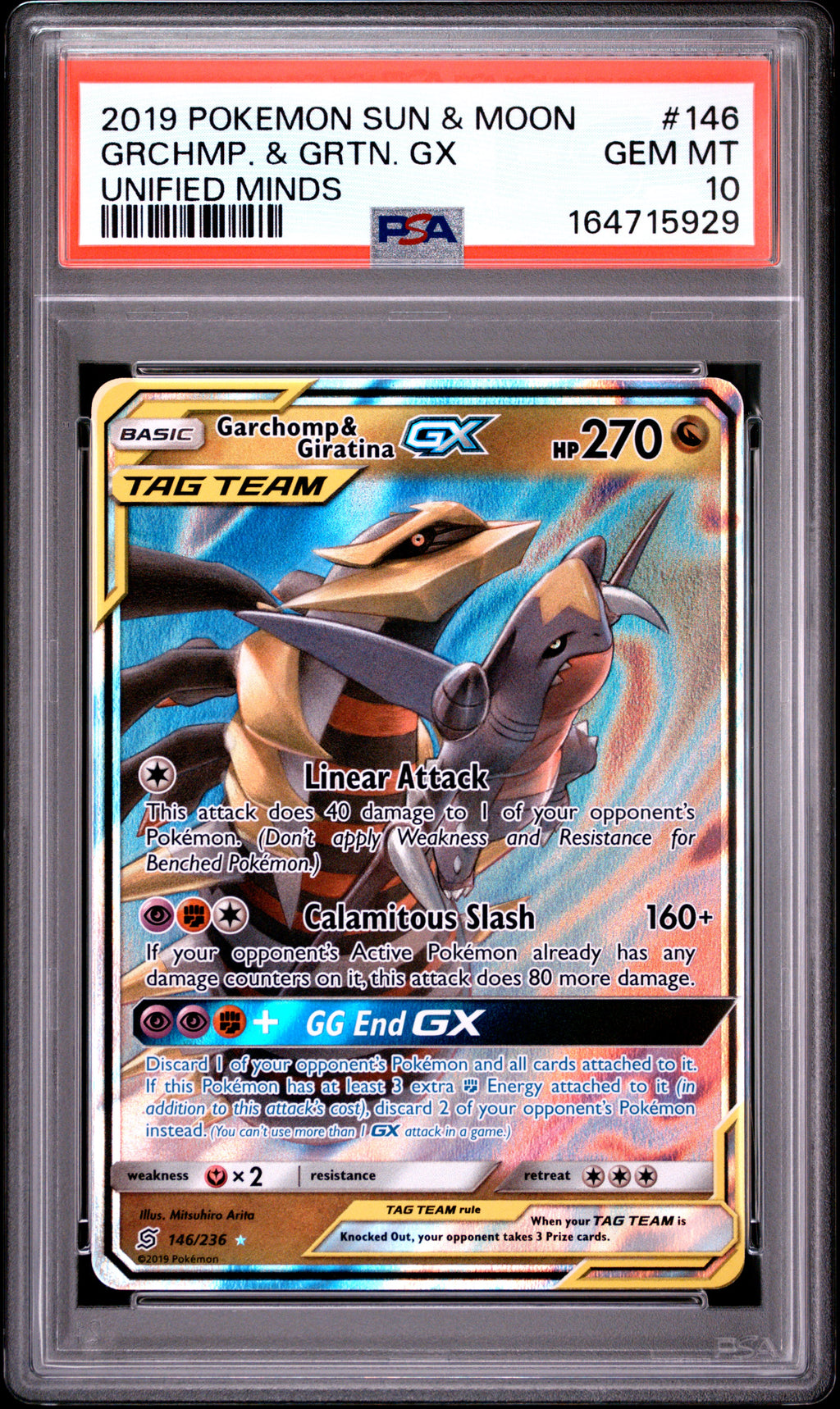 PSA 10 Garchomp & Giratina GX [Unified Minds]