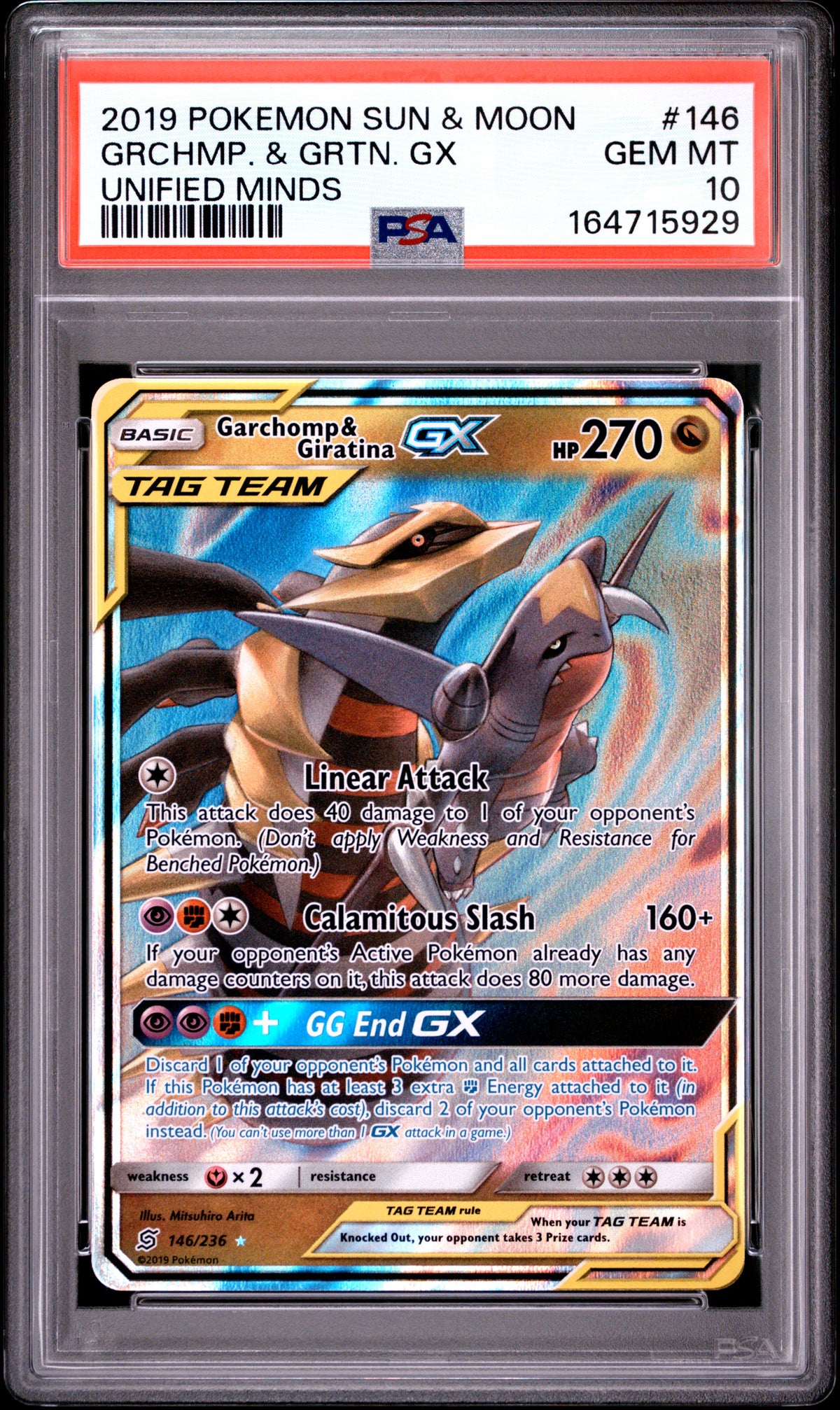 PSA 10 Garchomp & Giratina GX [Unified Minds]