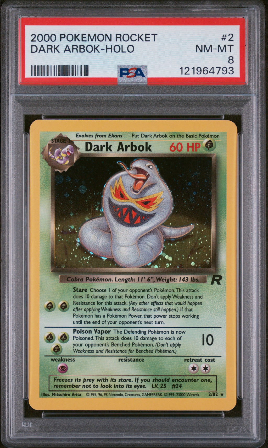 PSA 8 Dark Arbok (Holo) #2 [Rocket]
