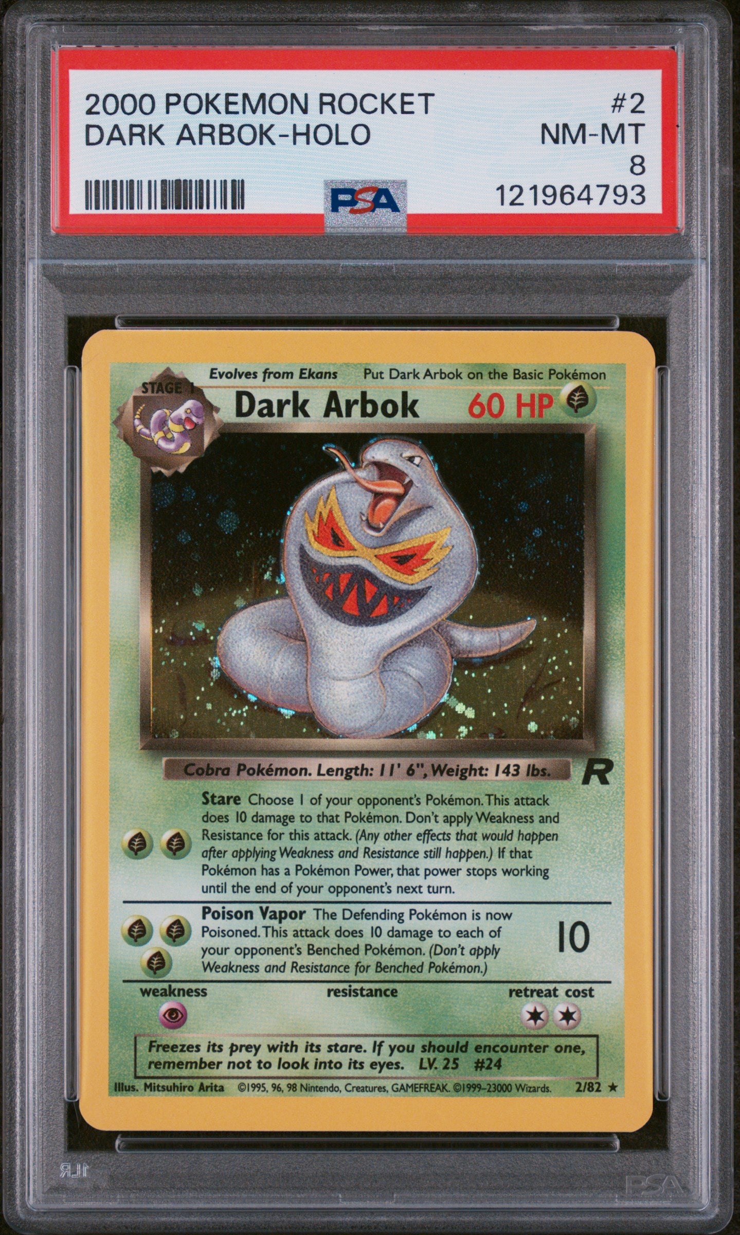 PSA 8 Dark Arbok (Holo) #2 [Rocket]
