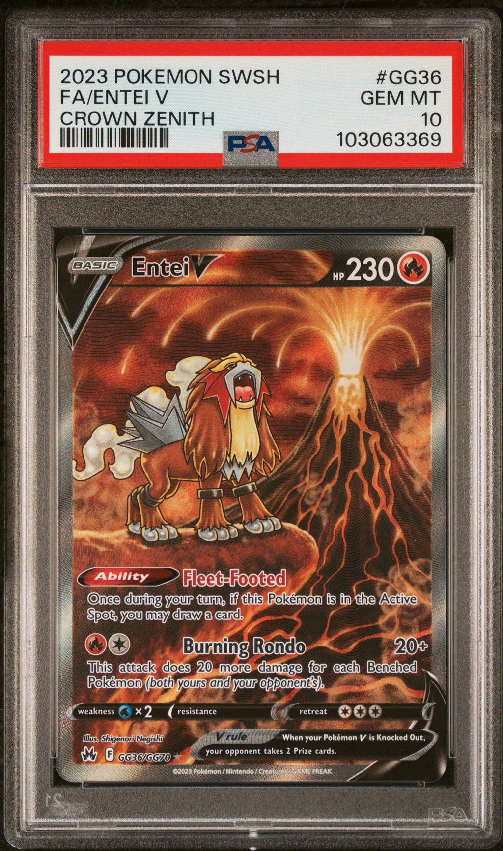 PSA 10 Entei V [Crown Zenith Galarian Gallery]