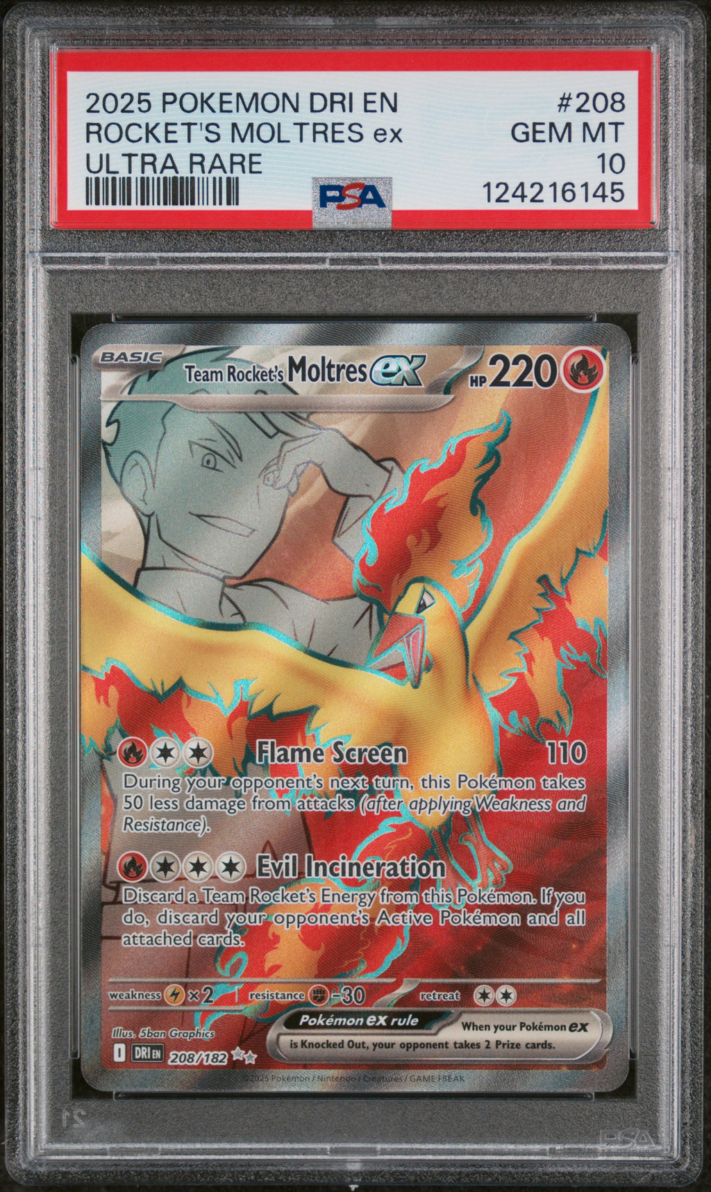 PSA 10 Team Rocket's Moltres ex #208 (Full Art) [Destined Rivals]