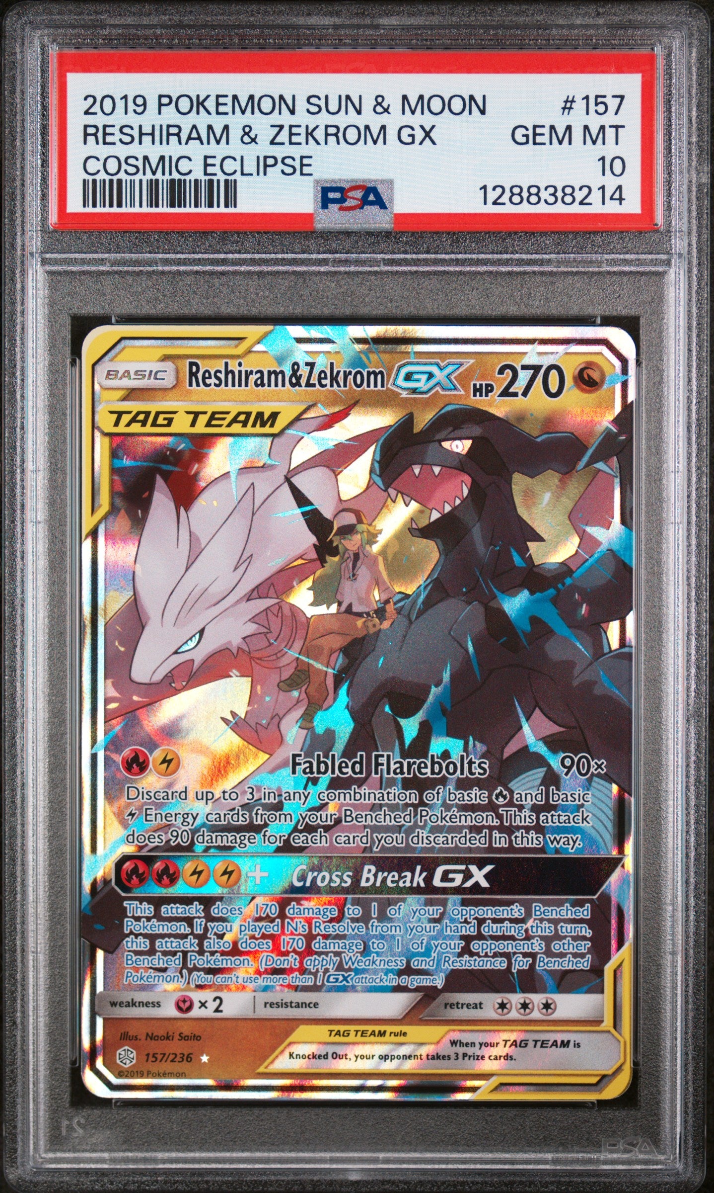 PSA 10 Reshiram & Zekrom GX #157 [Cosmic Eclipse]