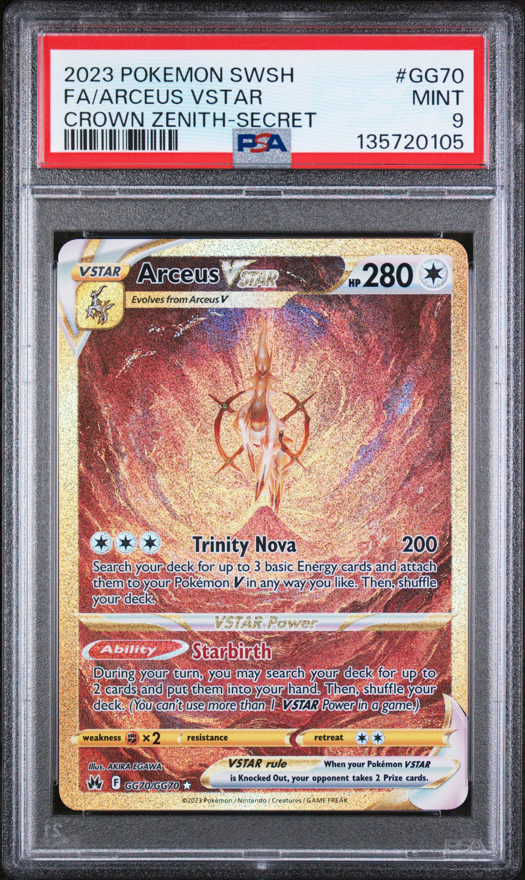 PSA 9 Arceus VSTAR #GG70 [Crown Zenith Galarian Gallery]