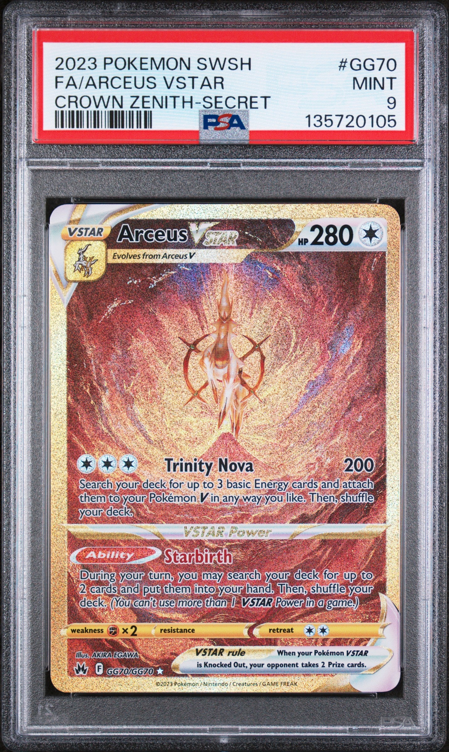 PSA 9 Arceus VSTAR #GG70 [Crown Zenith Galarian Gallery]