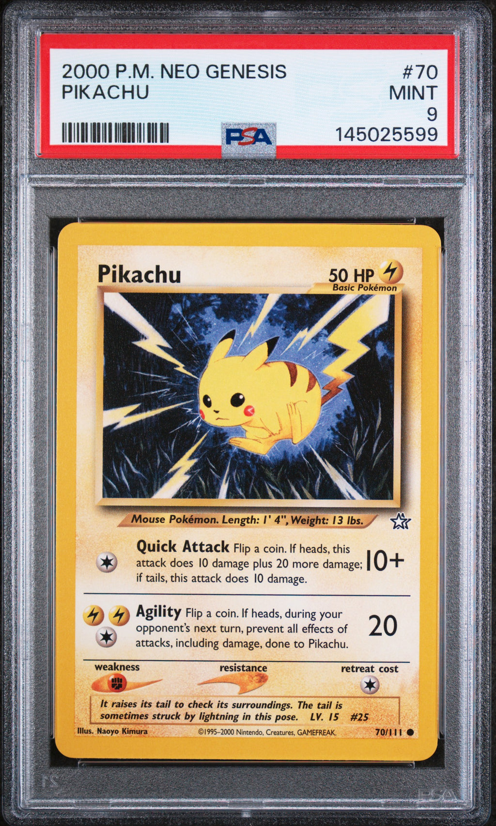 PSA 9 Pikachu #70 [Neo Genesis]