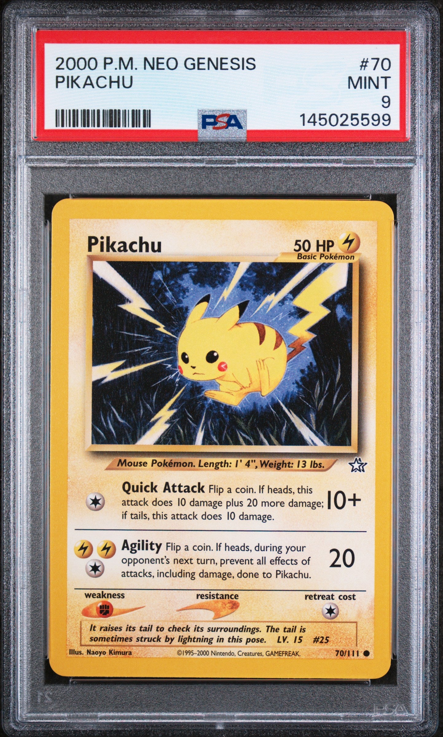 PSA 9 Pikachu #70 [Neo Genesis]