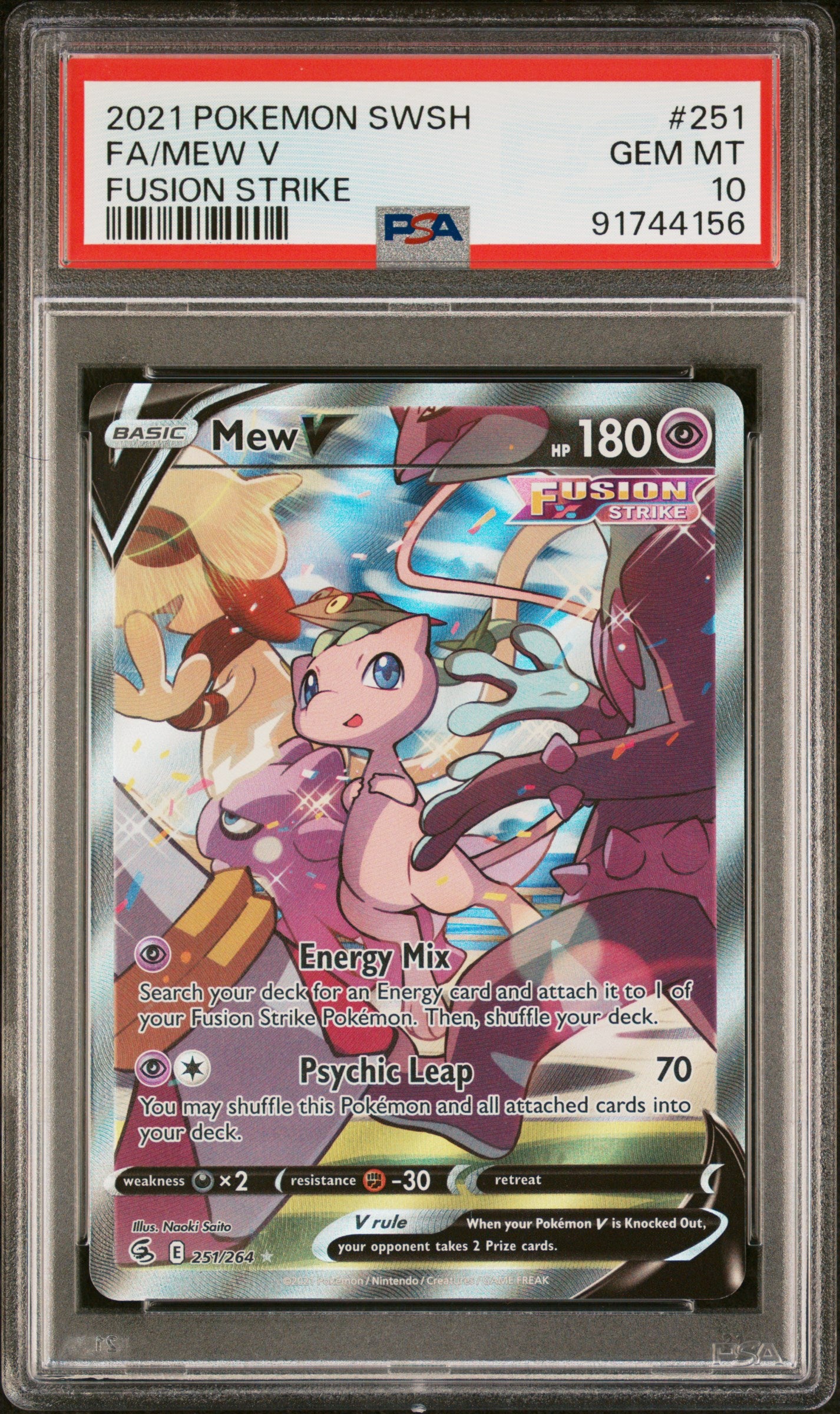 PSA 10 Mew V #251 (Alternate Full Art) [Fusion Strike]
