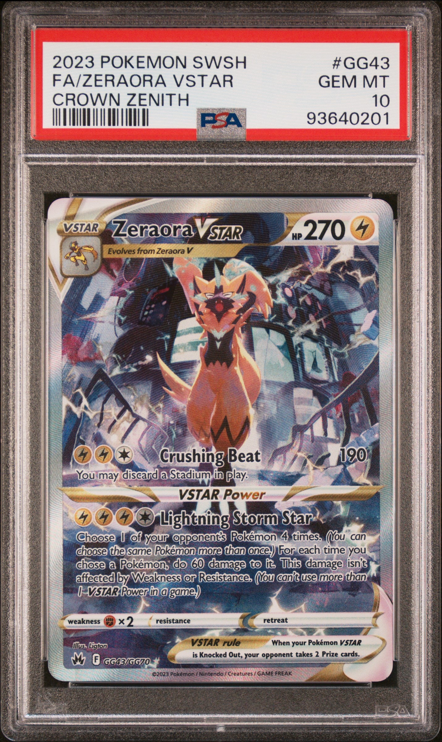 PSA 10 Zeraora VSTAR #GG43 [Crown Zenith Galarian Gallery]
