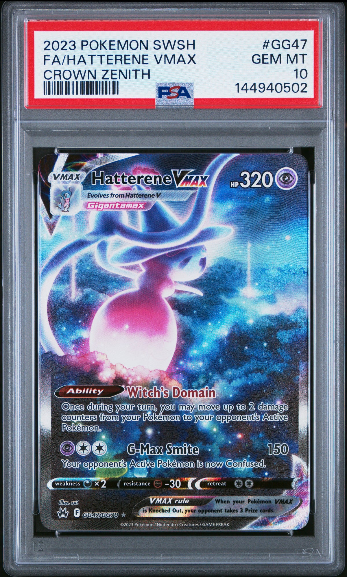 PSA 10 Hatterene VMAX [Crown Zenith Galarian Gallery]