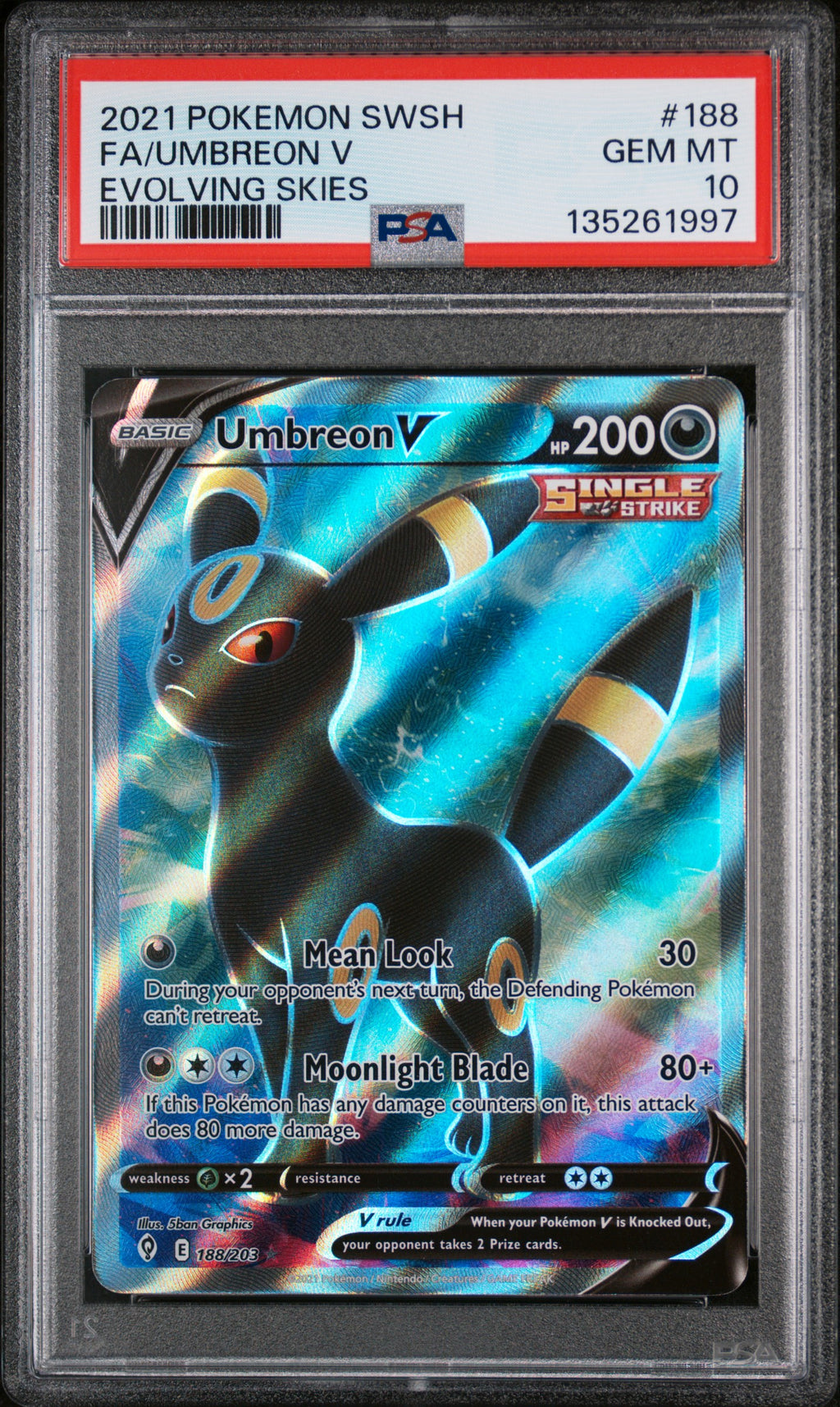 PSA 10 Umbreon V #188 [Evolving Skies]
