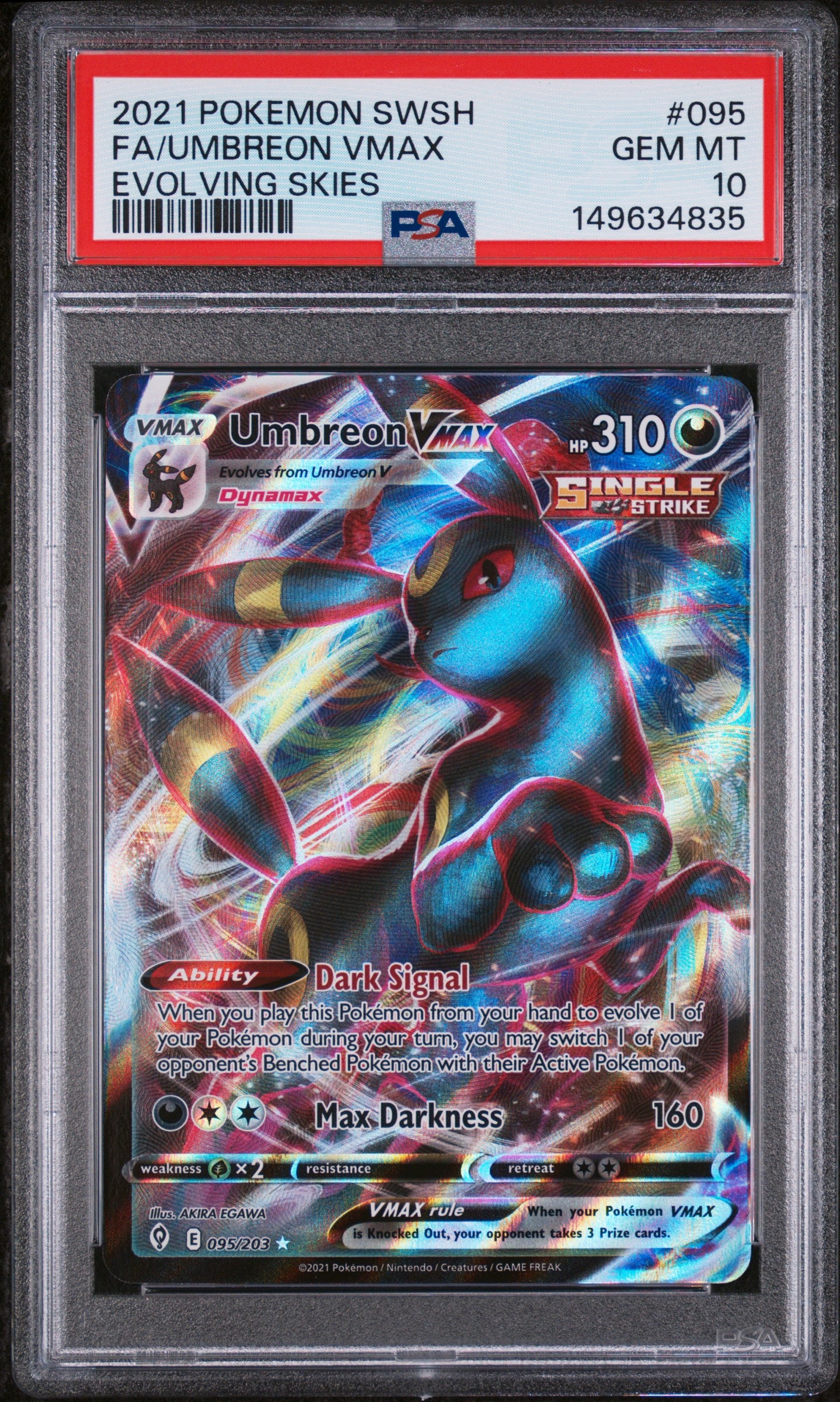 PSA 10 Umbreon Vmax #095 [Evolving Skies]