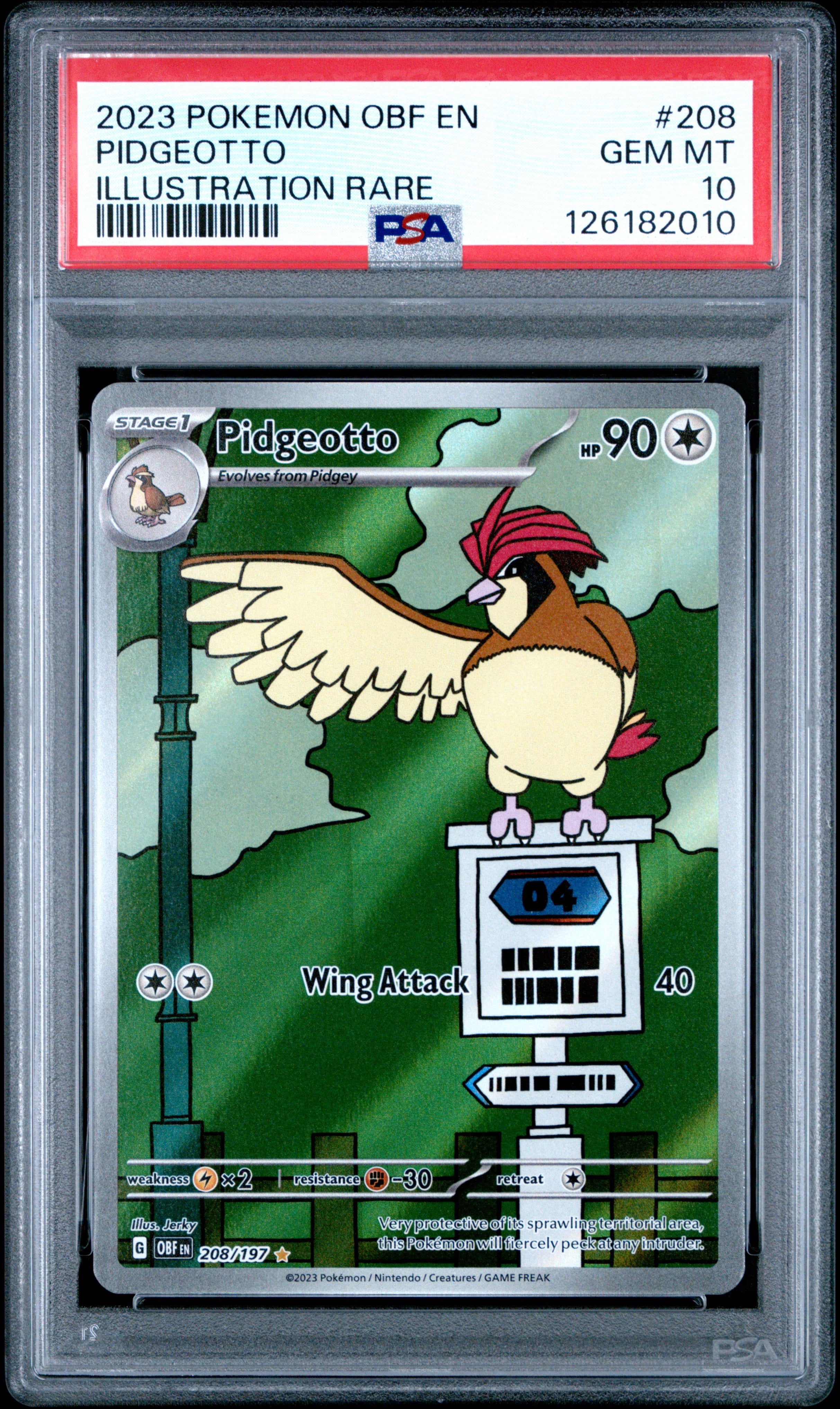 PSA 10 Pidgeotto (Illustration Rare) [Obsidian Flames]