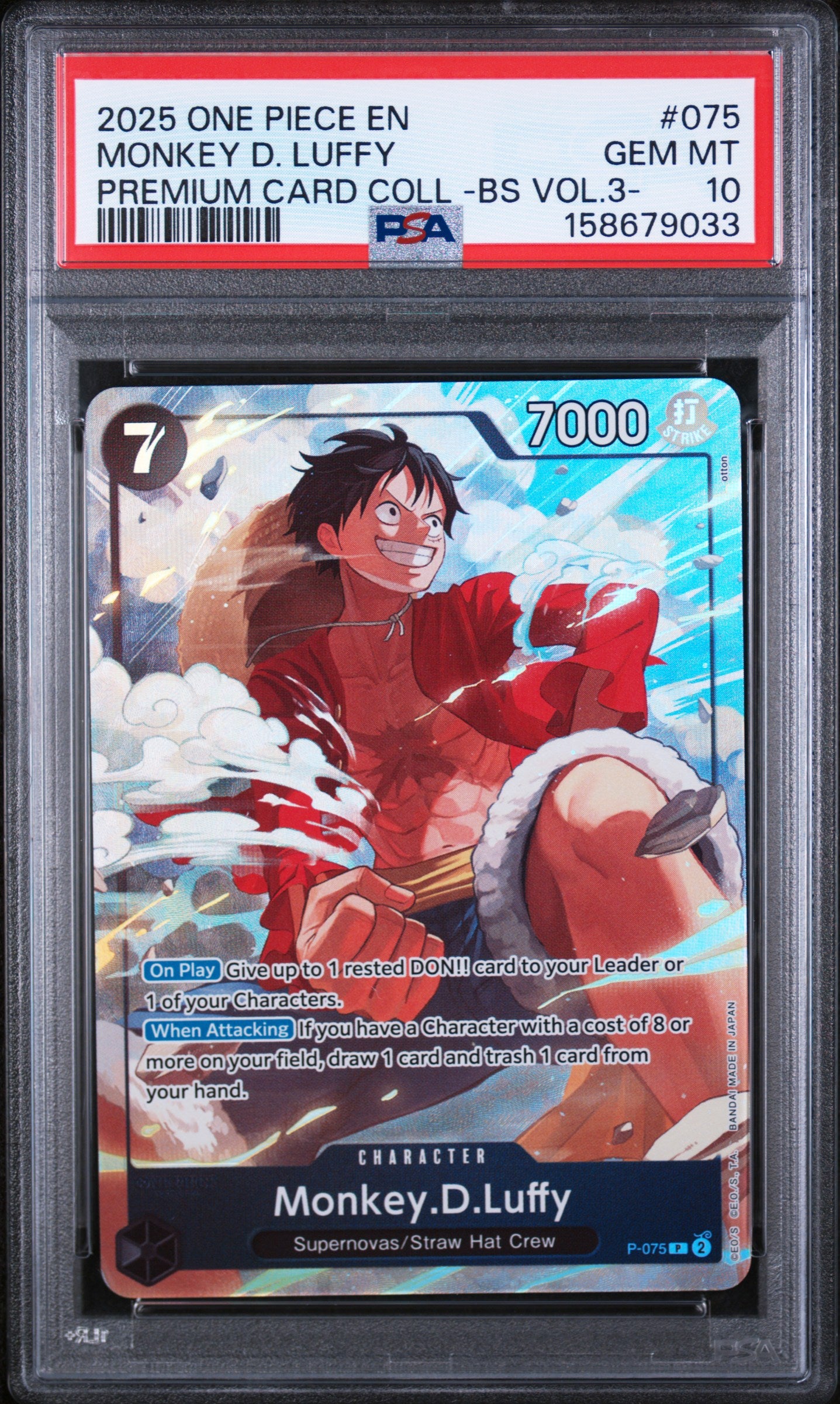 PSA 10 Monkey.D.Luffy #075 [Best Selection Vol. 3]