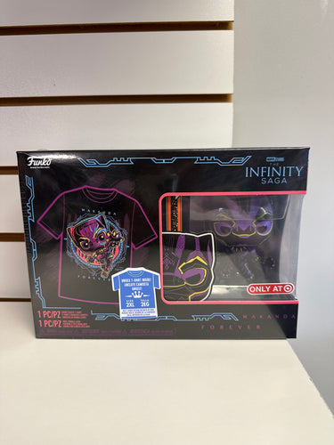 Funko Pop Black Panther Pop! & Tee Box Set (Blacklight) [Size 2XL]